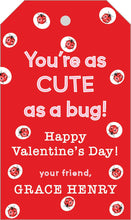 Load image into Gallery viewer, Ladybug Valentines Gift Tag / Cute As A Bug Treat Tags /Watercolor Preppy Valentines Gift Tags  / Southern Valentine / Favor Tag
