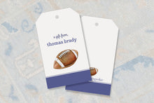 Load image into Gallery viewer, Watercolor Football Birthday Gift Tag / Footbal Party Favor Gift Tags  / Football Favor Tags / Enclosure Cards / Preppy Southern Boy
