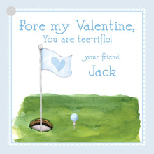 Load image into Gallery viewer, Golf Valentines Gift Tag / Watercolor Tee-Rific Valentines / Fore Valentines Class Tags / Valentines Treat Tags For Boys / Fore My Valentine

